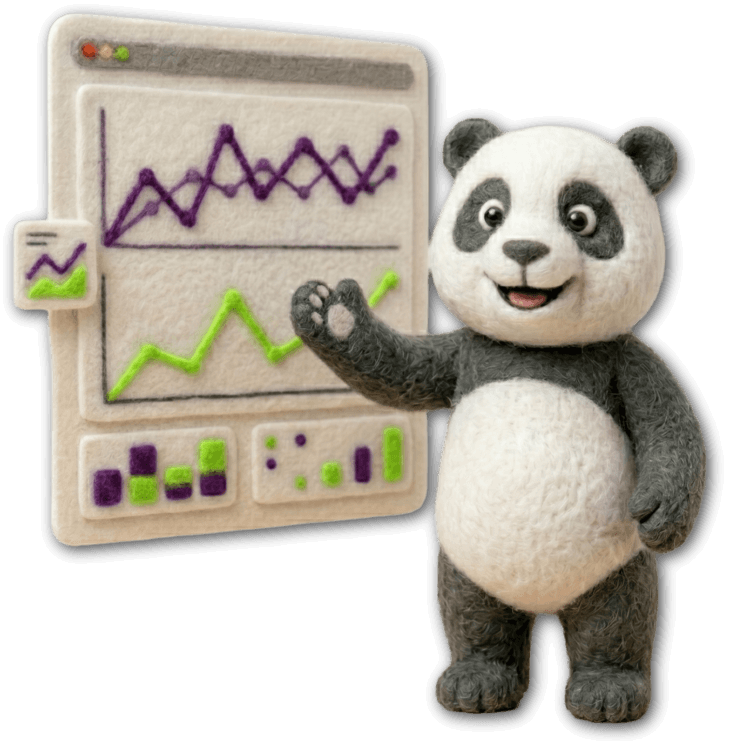 Panda launching a Google-branded rocket into the sky